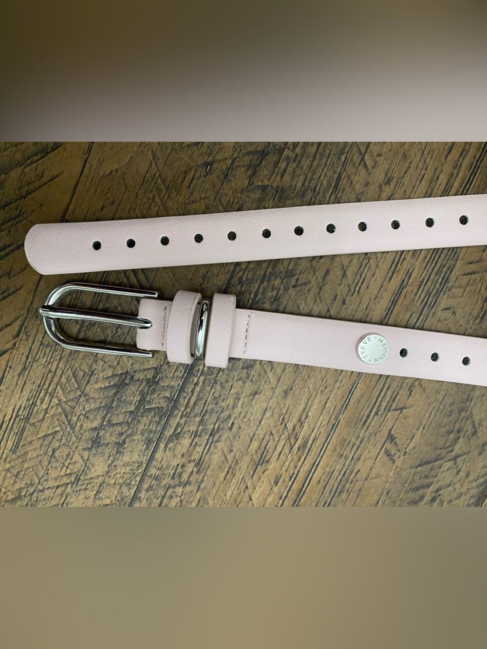 Steve Madden Skinny Blush Pink Belt with Silver Buckle Sz Small